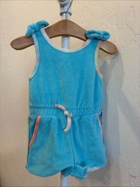 Splendid Baby Blue Terry Romper with Pastel Trim